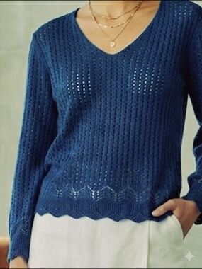 V-Neck Pointelle Sweater